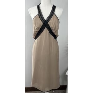 Max Studio Tan and Black Asymmetrical Dress